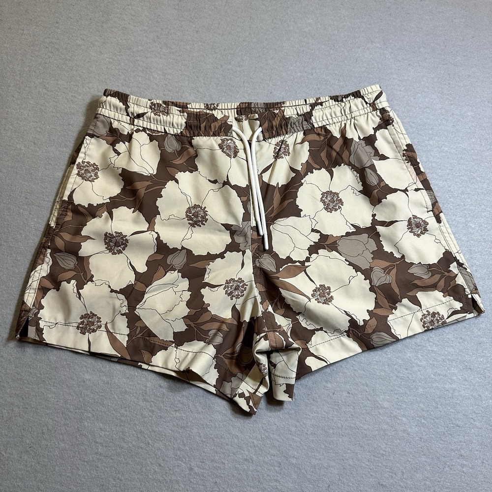 Abercrombie Fitch Mens Small Lined Swim Trunks Stretch Drawstring Swim Shorts